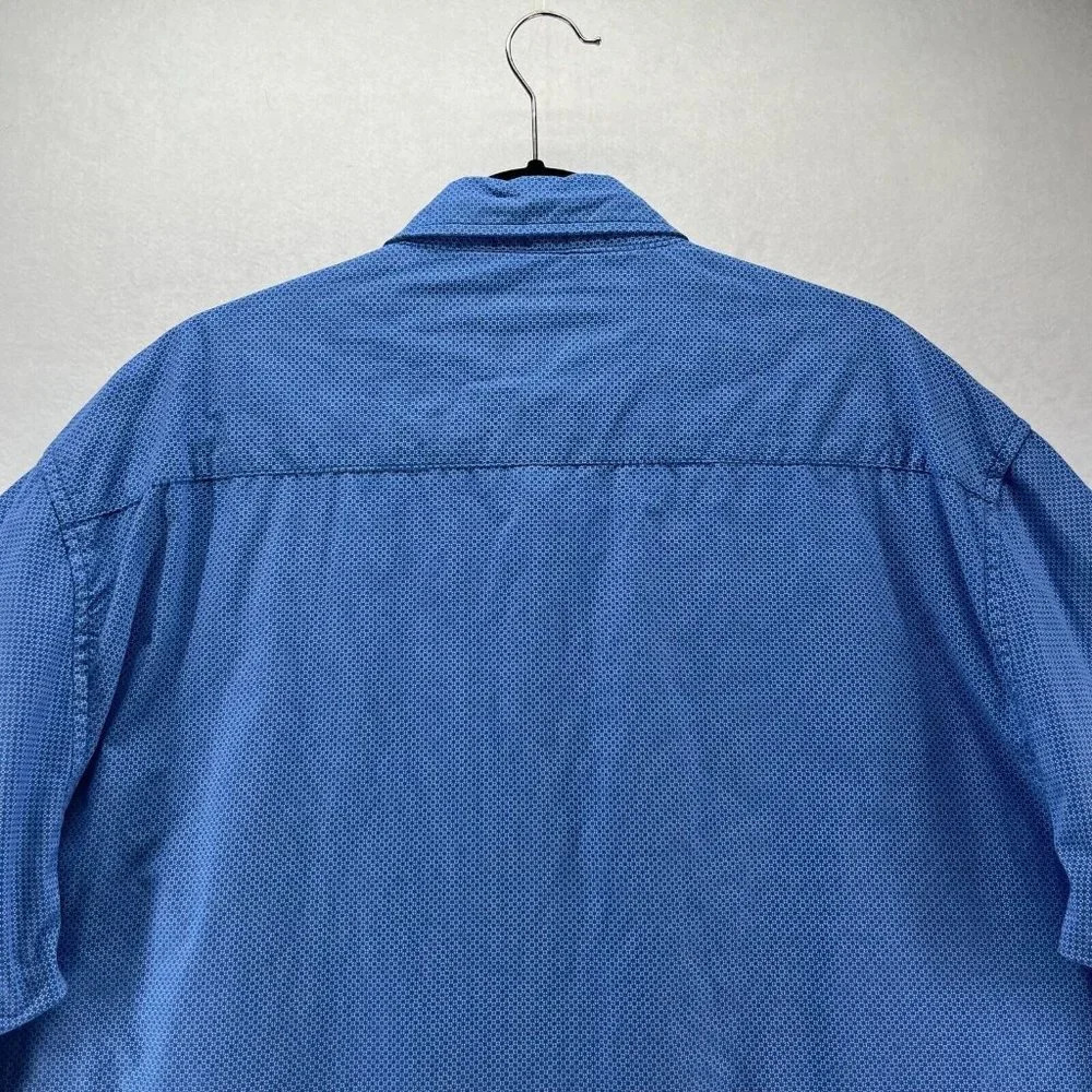 Monument Shirt Mens Sz 2X Printed Check Button Front Short Sleeve Cotton Blue - Picture 5 of 10